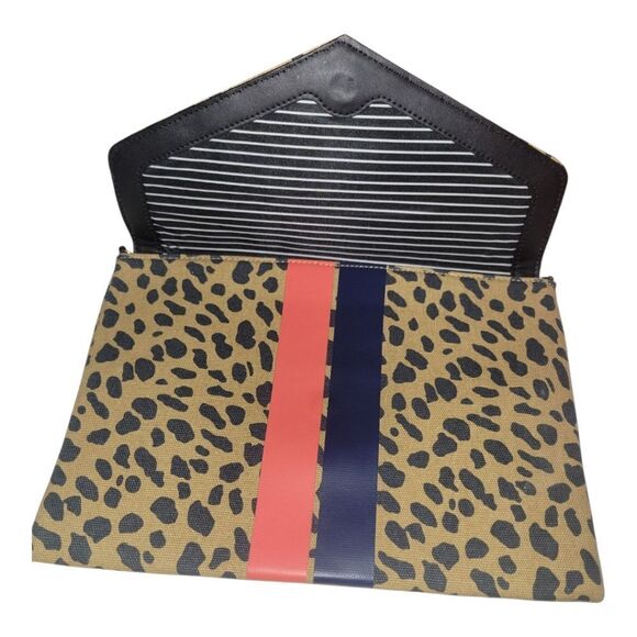 Stella & Dot Leopard Print Slim Clutch Bag with Stripes - Picture 3 of 5